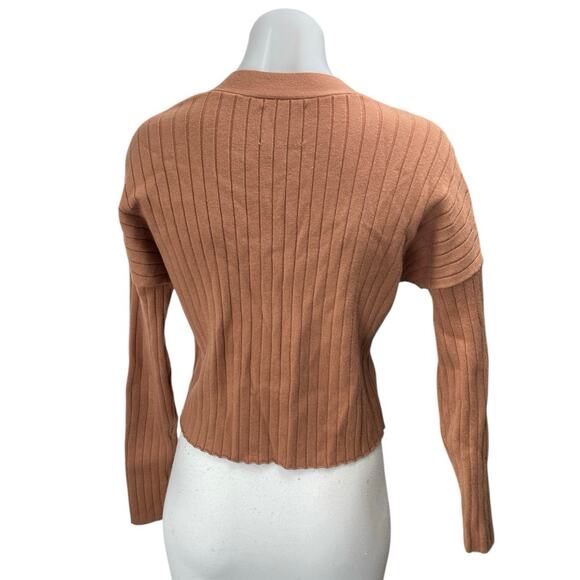 Abercrombie & Fitch Brown Long Sleeve Ribbed Knit Button Up Cardigan Sweater S - Picture 2 of 3